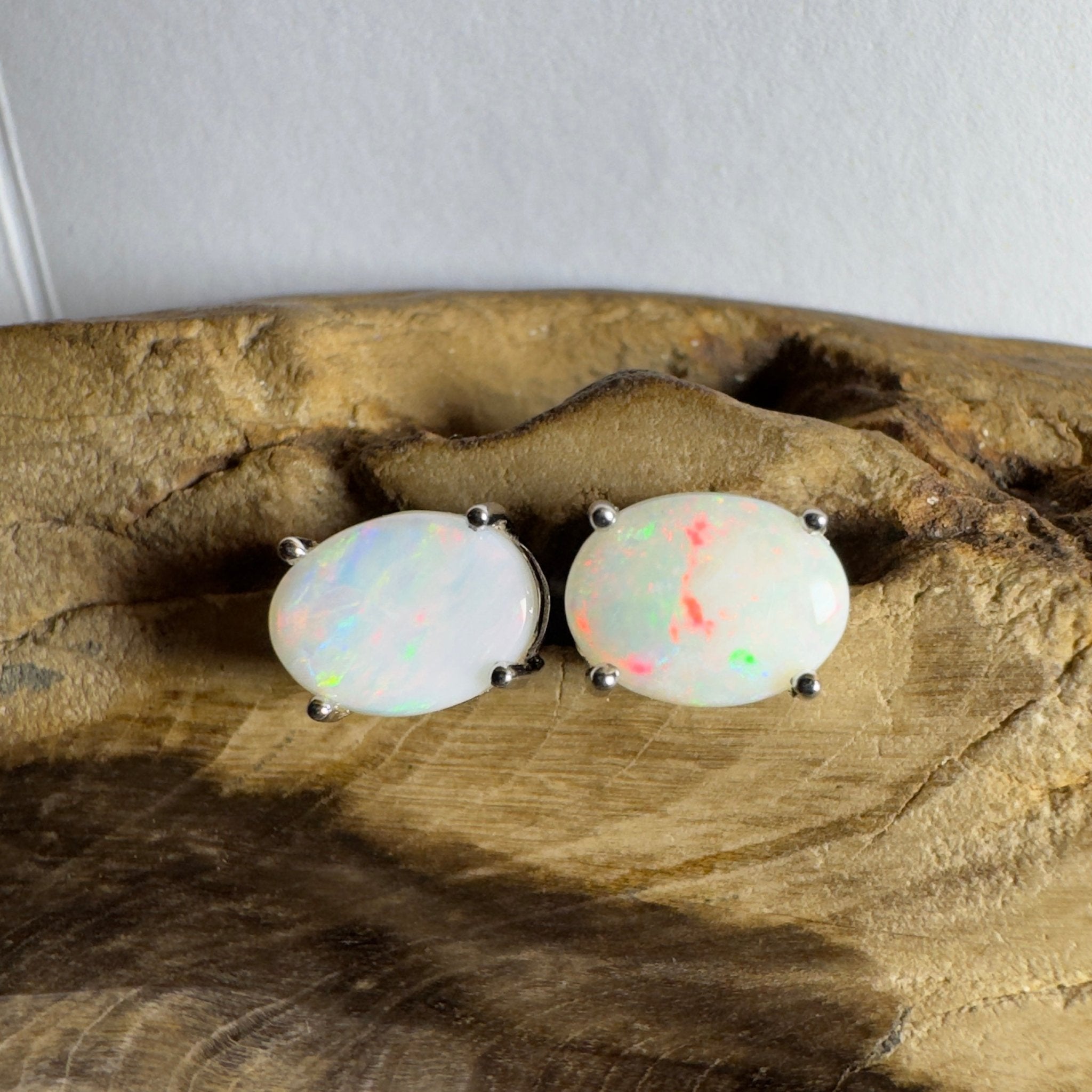 Pink Lake Shimmer ~ 1.6ct Coober Pedy Opal Sterling Silver Earrings