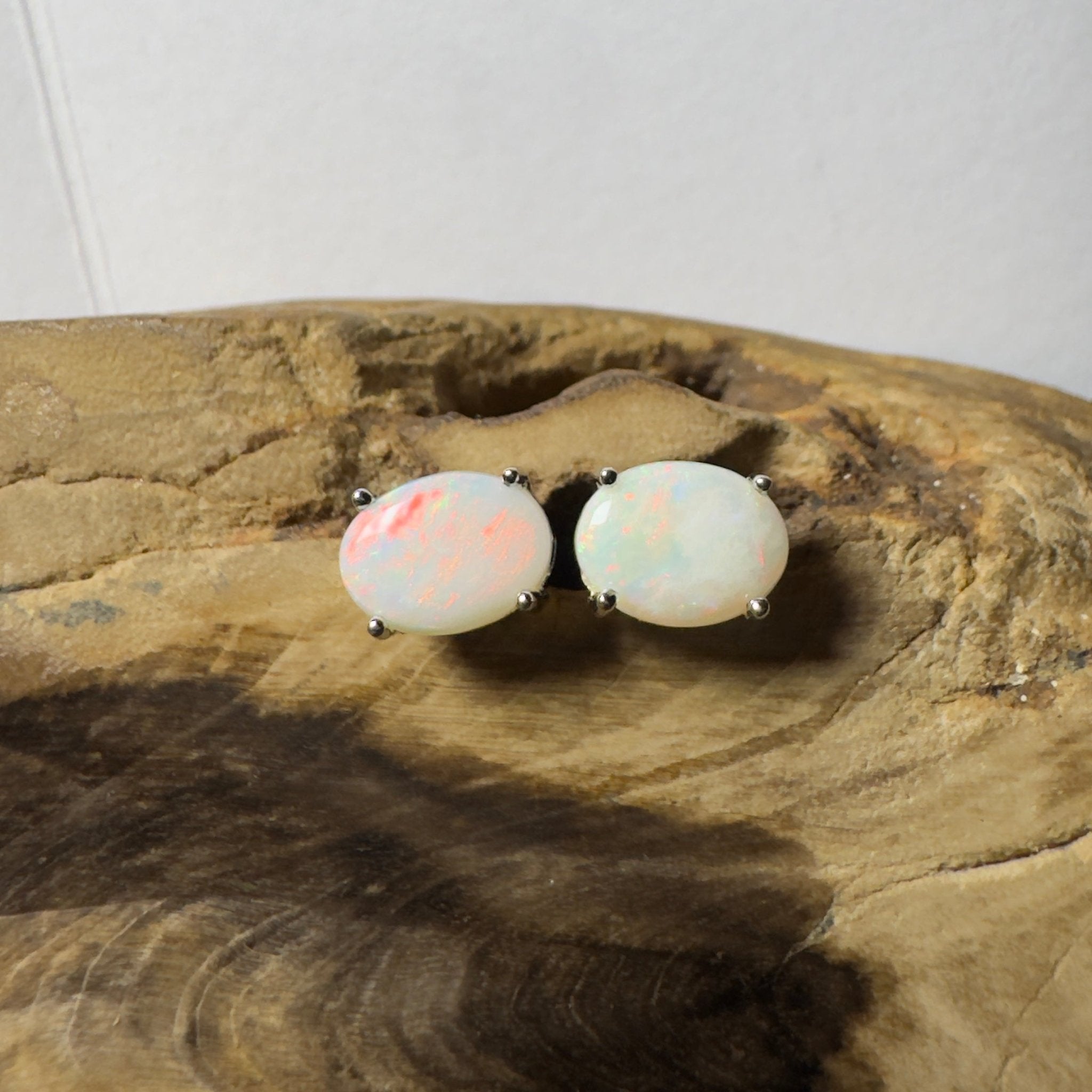 Pink Lake Shimmer ~ 1.6ct Coober Pedy Opal Sterling Silver Earrings