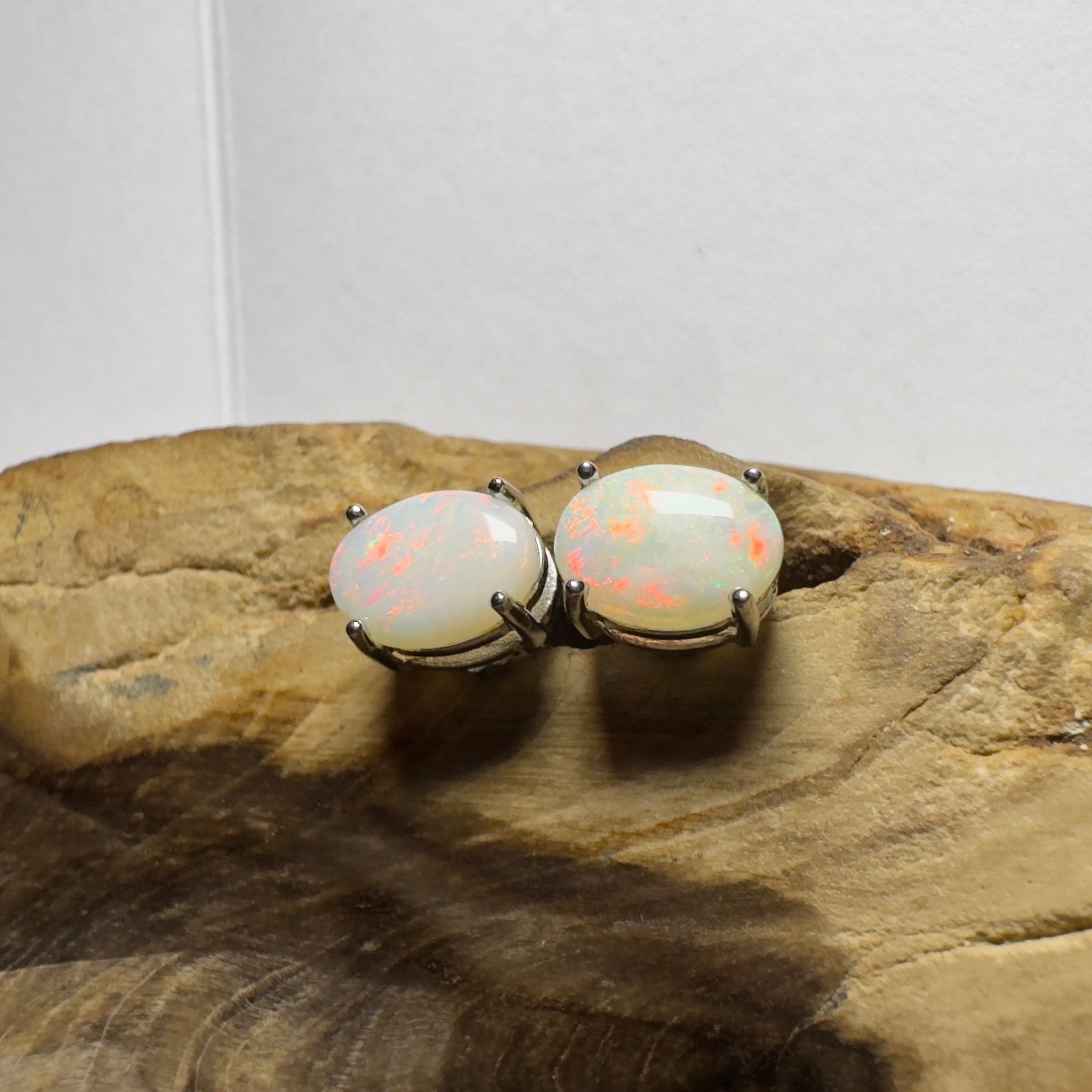 Pink Lake Shimmer ~ 1.6ct Coober Pedy Opal Sterling Silver Earrings