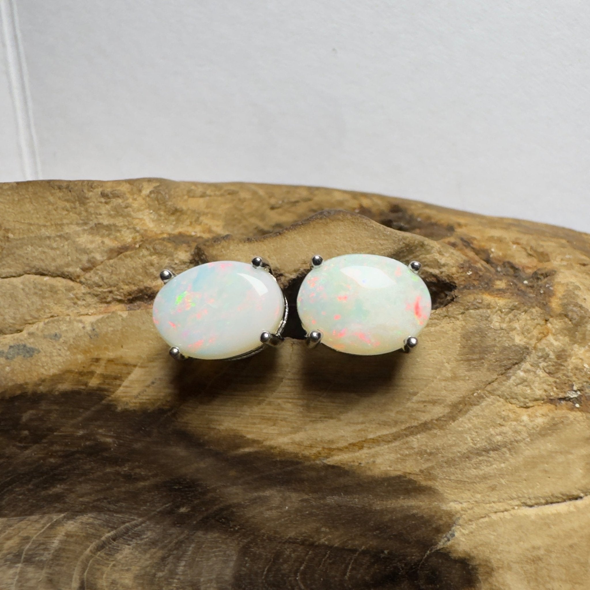 Pink Lake Shimmer ~ 1.6ct Coober Pedy Opal Sterling Silver Earrings