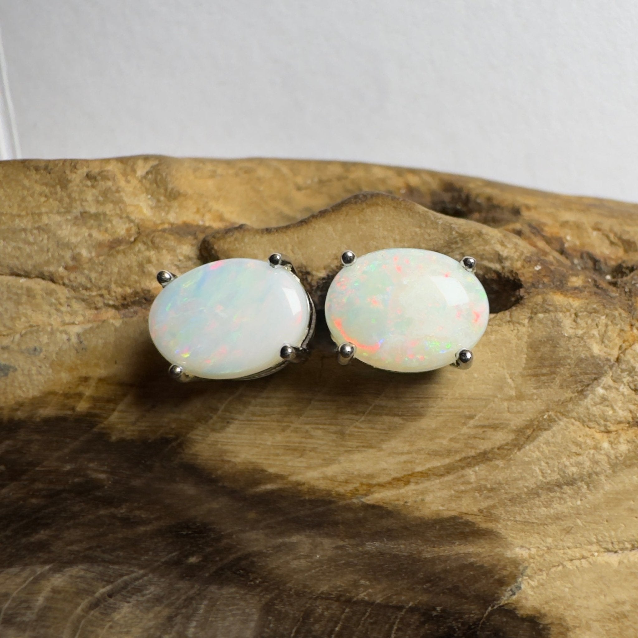 Pink Lake Shimmer ~ 1.6ct Coober Pedy Opal Sterling Silver Earrings