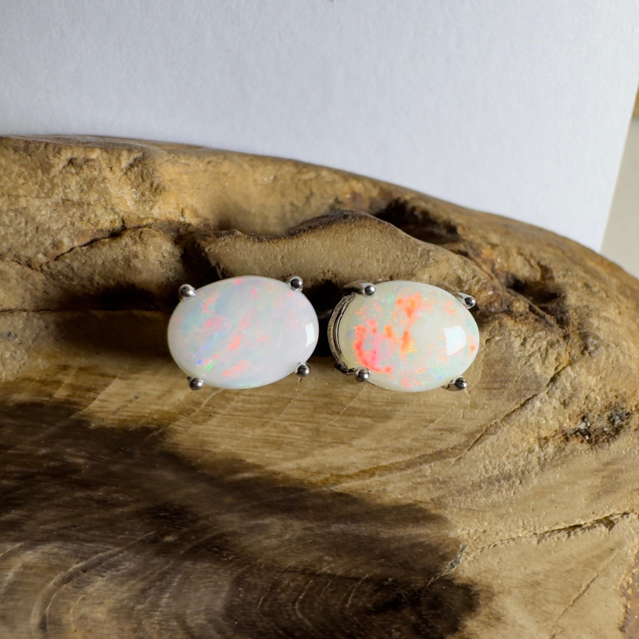 Pink Lake Shimmer ~ 1.6ct Coober Pedy Opal Sterling Silver Earrings