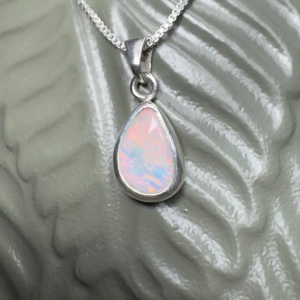 ‘Pink Sky' ~ Handcrafted 1.5ct Solid Coober Pedy Opal 925 Sterling Silver Pendant Necklace
