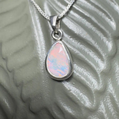 ‘Pink Sky' ~ Handcrafted 1.5ct Solid Coober Pedy Opal 925 Sterling Silver Pendant Necklace