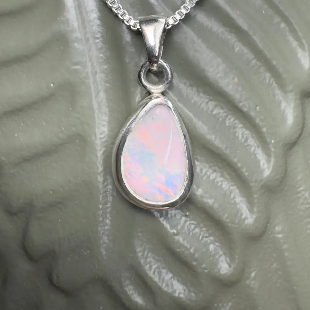 ‘Pink Sky' ~ Handcrafted 1.5ct Solid Coober Pedy Opal 925 Sterling Silver Pendant Necklace