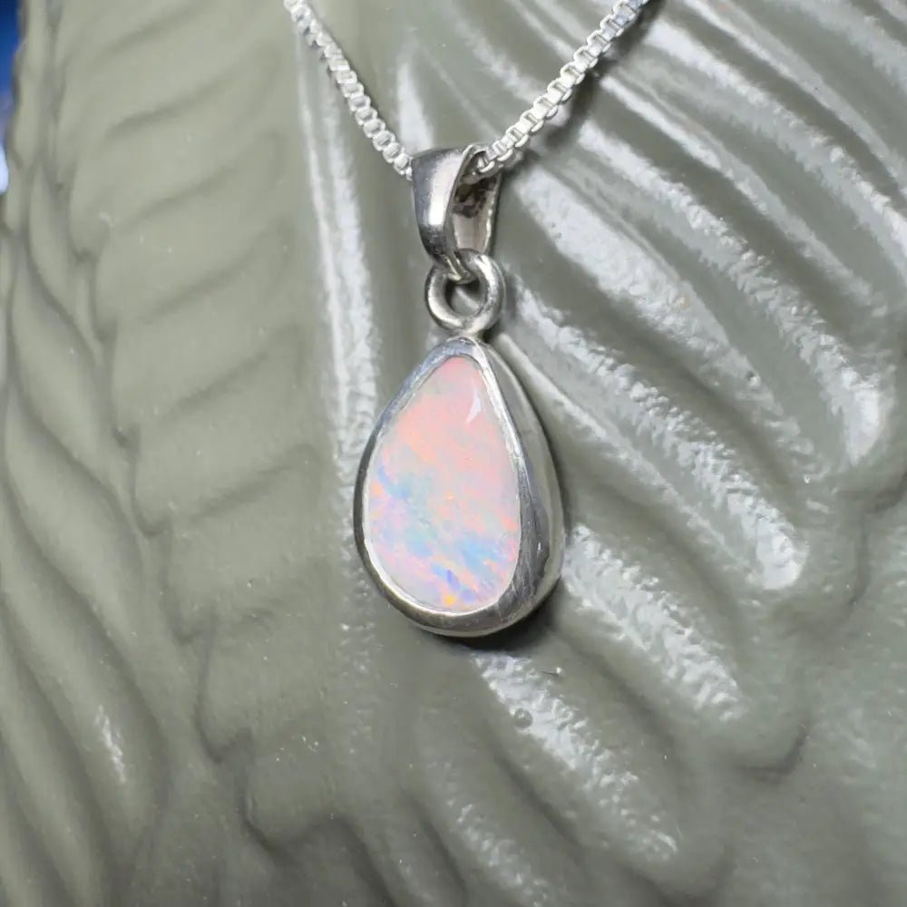 ‘Pink Sky' ~ Handcrafted 1.5ct Solid Coober Pedy Opal 925 Sterling Silver Pendant Necklace