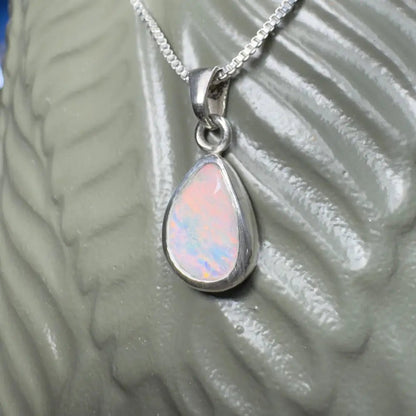 ‘Pink Sky' ~ Handcrafted 1.5ct Solid Coober Pedy Opal 925 Sterling Silver Pendant Necklace