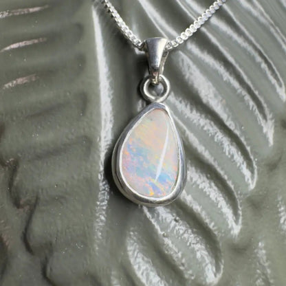 ‘Pink Sky' ~ Handcrafted 1.5ct Solid Coober Pedy Opal 925 Sterling Silver Pendant Necklace