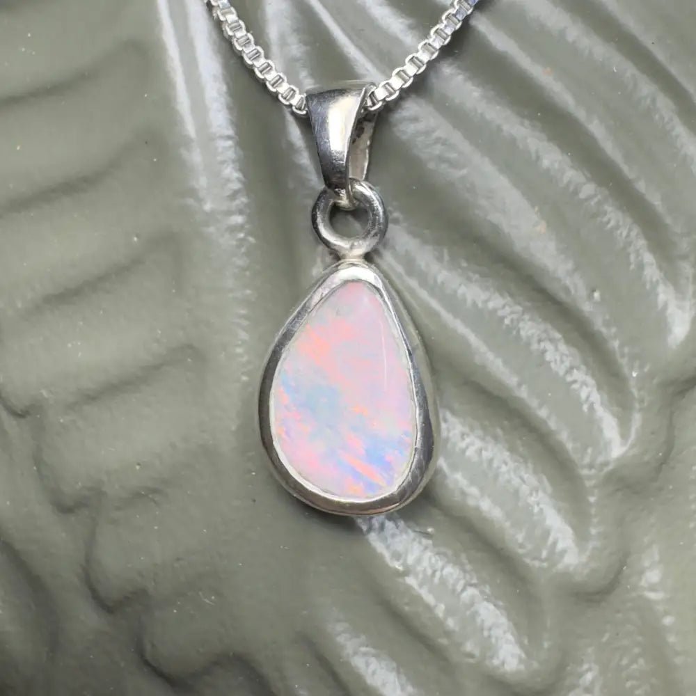‘Pink Sky' ~ Handcrafted 1.5ct Solid Coober Pedy Opal 925 Sterling Silver Pendant Necklace