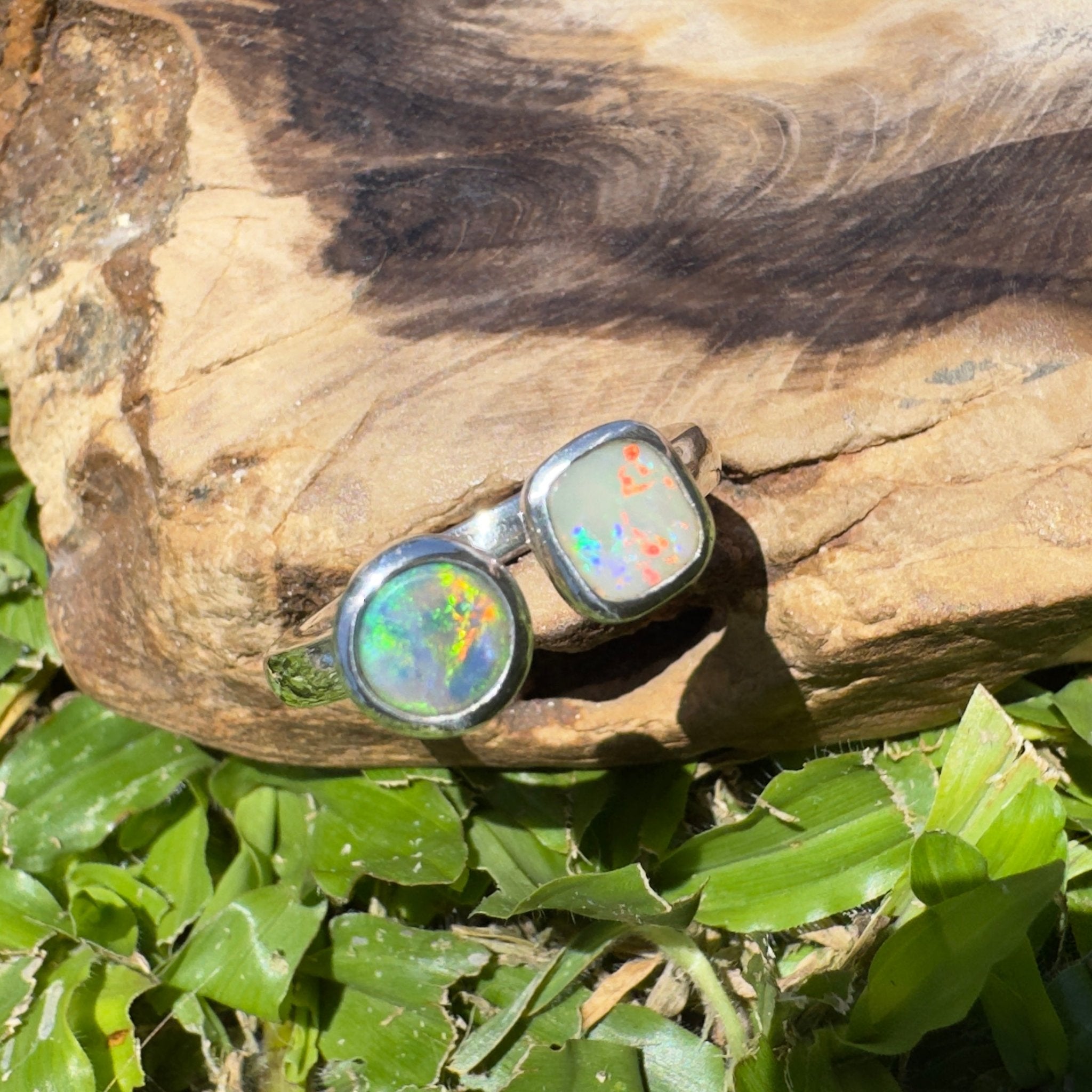 Port Douglas Duo – 1.2ct Solid Lightning Ridge Opal 925 Sterling Silver Ring