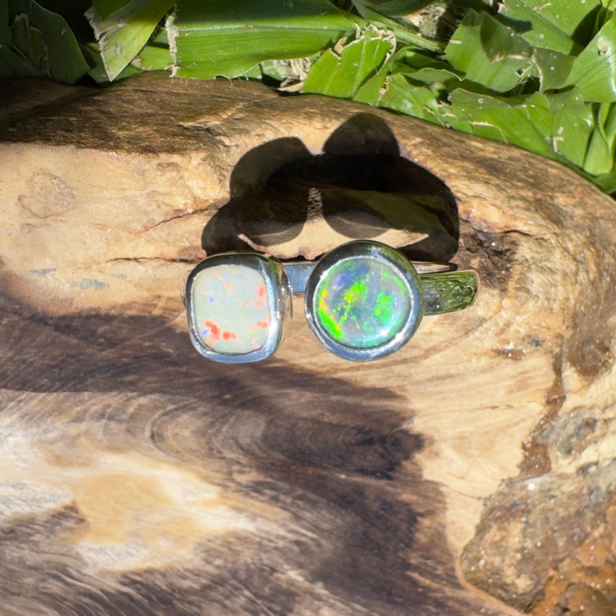 Port Douglas Duo – 1.2ct Solid Lightning Ridge Opal 925 Sterling Silver Ring