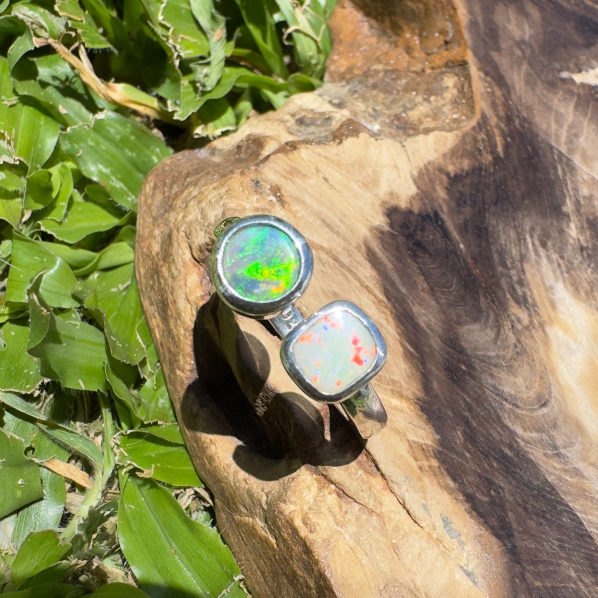 Port Douglas Duo – 1.2ct Solid Lightning Ridge Opal 925 Sterling Silver Ring