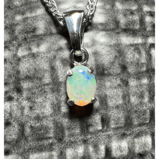 'Port Douglas Light' ~ Handcrafted 0.6ct Solid Coober Pedy Opal 925 Sterling Silver Pendant Necklace