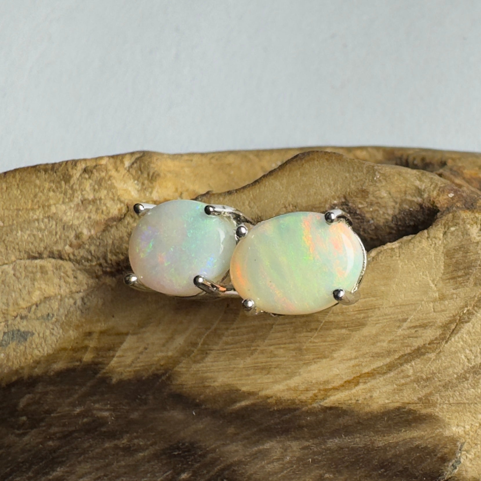 Port Phillip Pulse ~ 1.8ct Coober Pedy Opal Sterling Silver Earrings