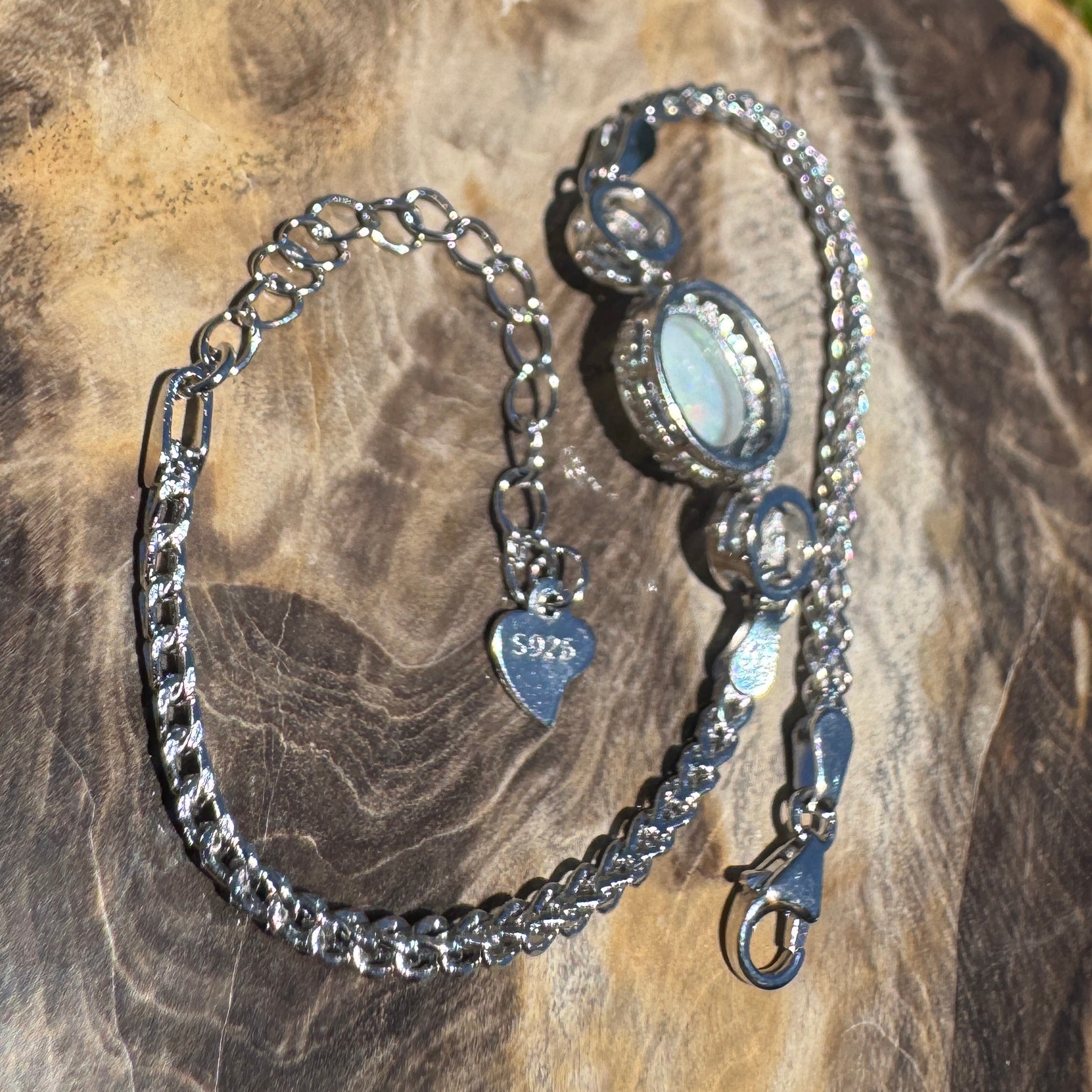 Portsea Dream - 1.1ct Coober Pedy Opal 925 Silver Bracelet