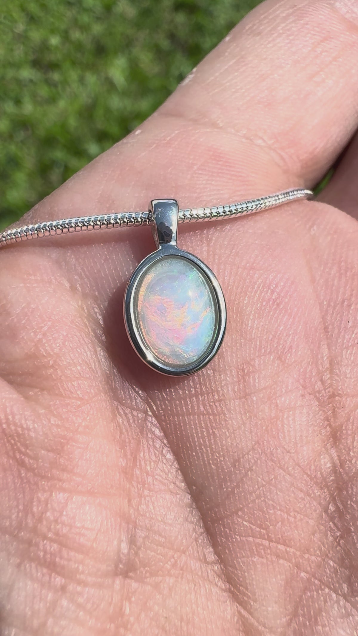 0.8ct Coober Pedy Opal Pendant Necklace ~ 'Lake Tyrrell Glow' | 925 Sterling Silver | Solid Australian Opal