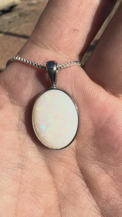 5.3ct Coober Pedy Opal Pendant Necklace ~ 'Shothole Canyon Colour' | 925 Sterling Silver | Solid Australian Opal