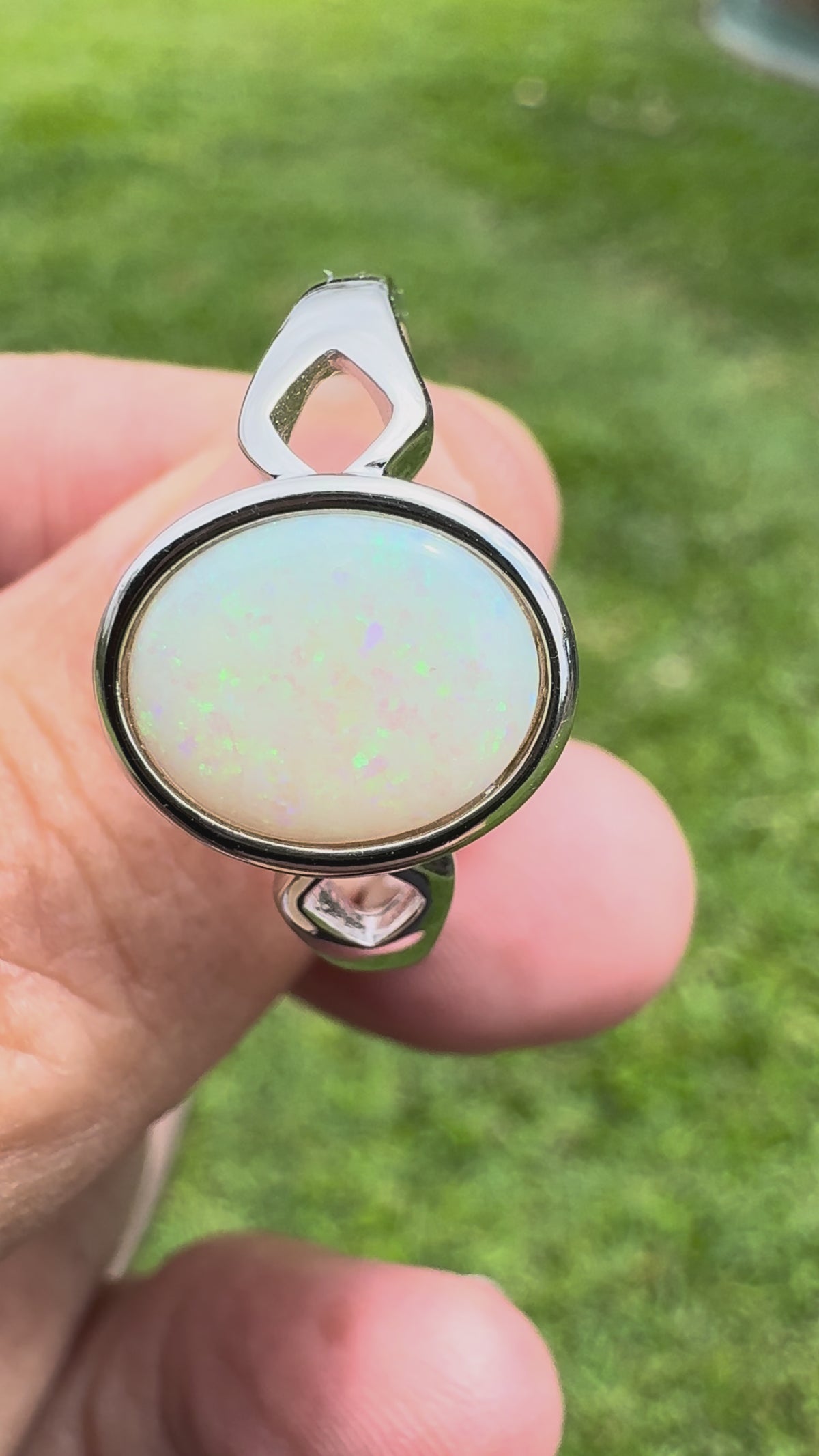 1.8ct Coober Pedy Opal Ring ~ 'Strahan Greens' | 925 Sterling Silver | Solid Australian Opal