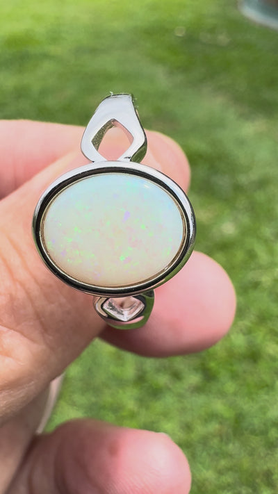 1.8ct Coober Pedy Opal Ring ~ 'Strahan Greens' | 925 Sterling Silver | Solid Australian Opal
