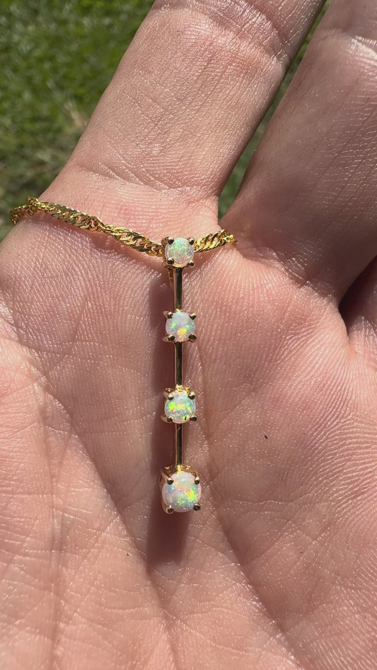 0.4ct Coober Pedy Opal Bar Pendant Necklace ~ 'Cervantes Pinnacle' | 14ct Yellow Gold | Solid Australian Opal