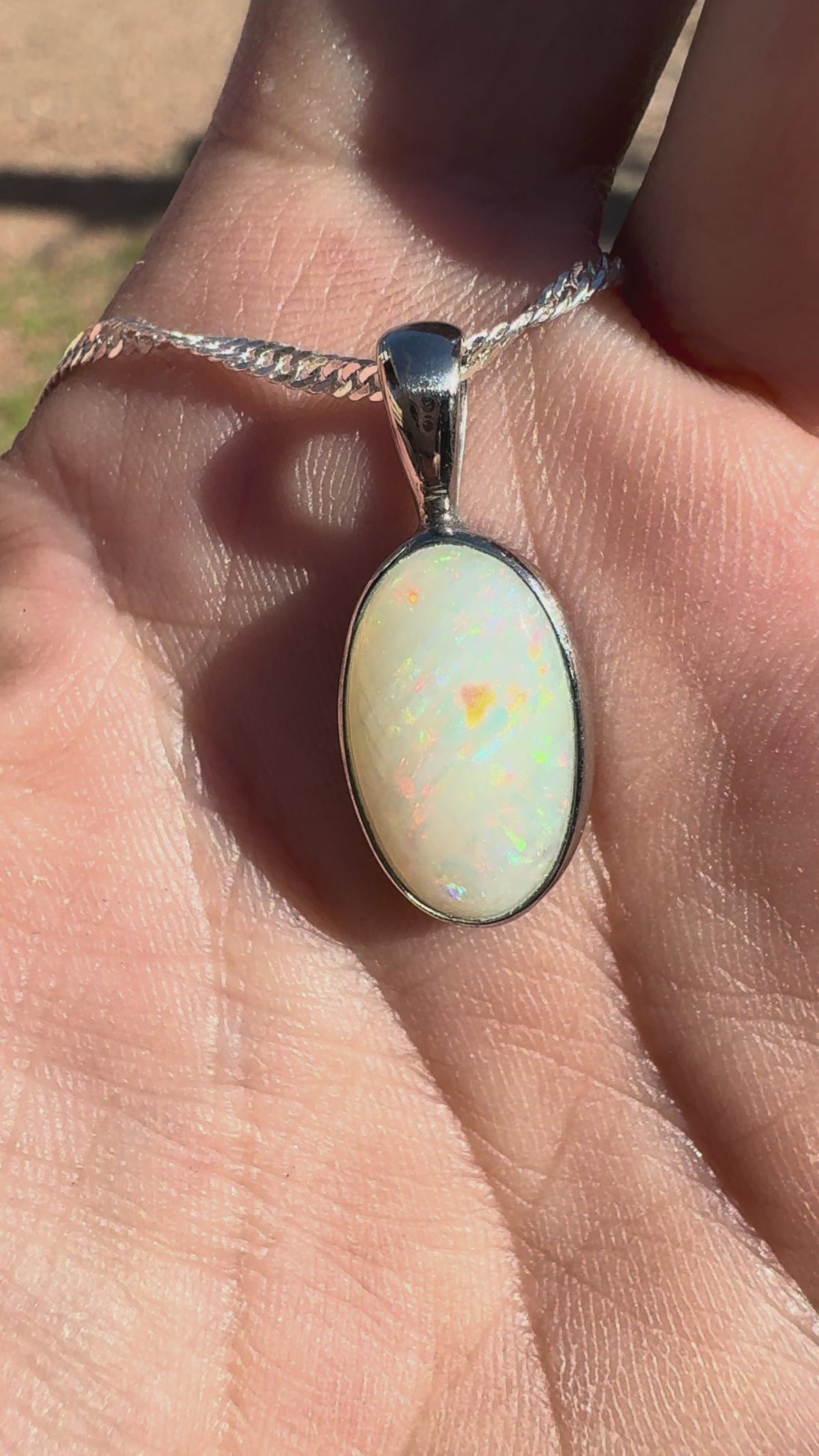 2.5ct Coober Pedy Opal Pendant Necklace ~ 'Kanangra Aurora' | 925 Sterling Silver | Solid Australian Opal