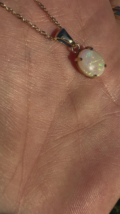 'Rainbow Tides' ~ Handcrafted 9ct Solid Gold 1.3ct Lightning Ridge Opal Pendant