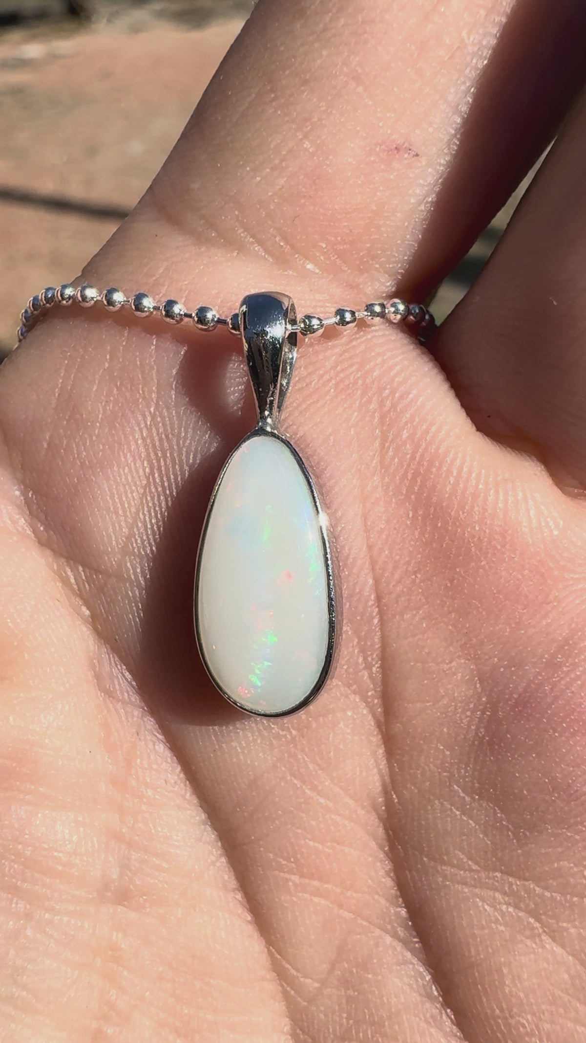 1.5ct Coober Pedy Opal Pendant Necklace ~ 'Lake Tyrrell Skies' | 925 Sterling Silver | Solid Australian Opal