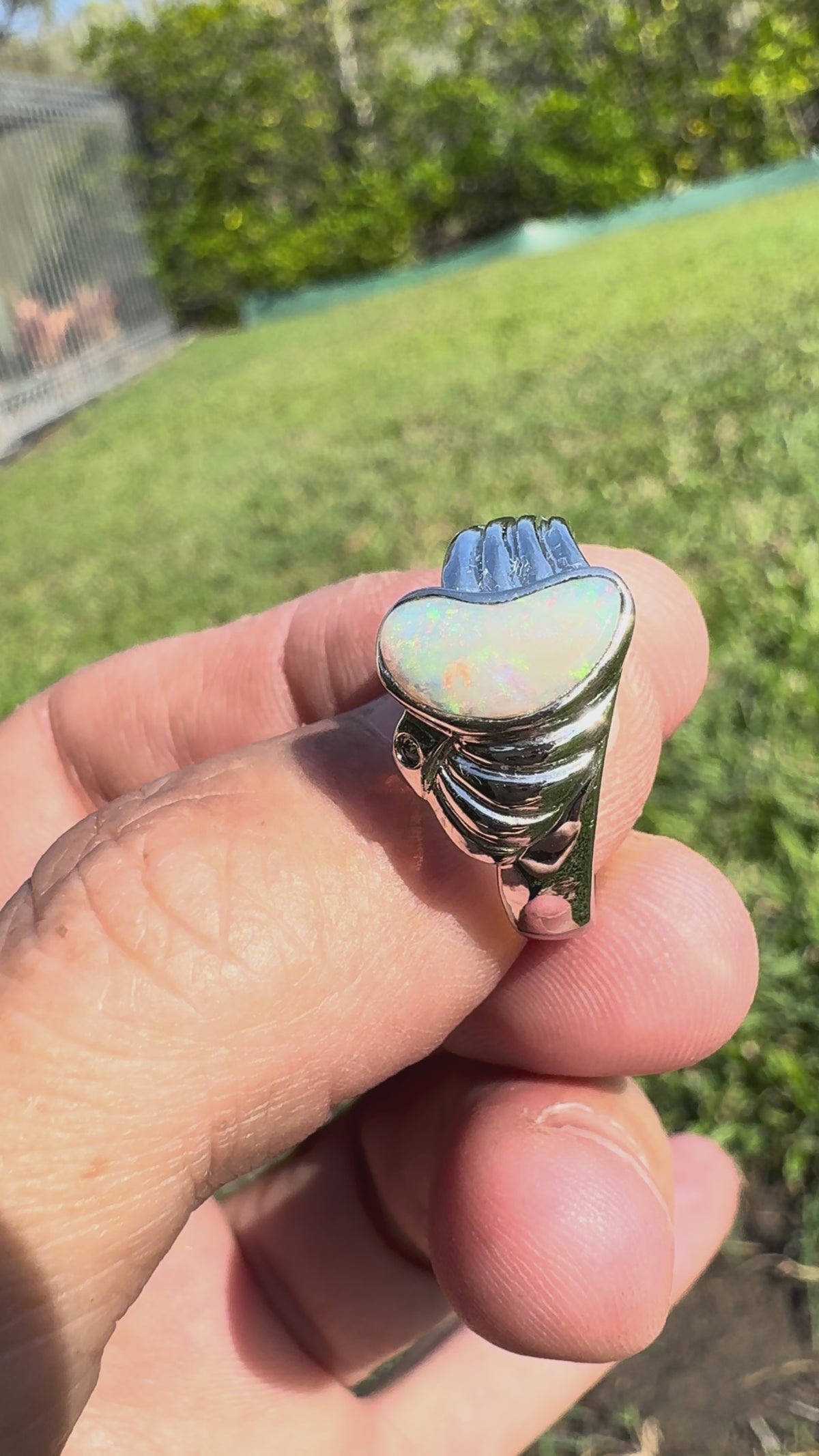 1ct Coober Pedy Opal Ring ~ 'Katoomba Colour' | 925 Sterling Silver | Solid Australian Opal
