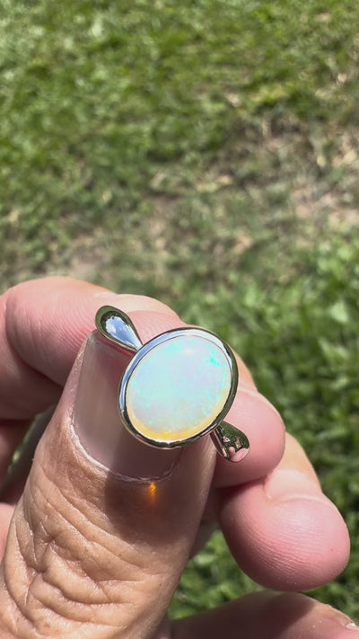 1ct Lightning Ridge Opal Ring ~ 'Wineglass Bay Blues' | 925 Sterling Silver | Solid Australian Opal
