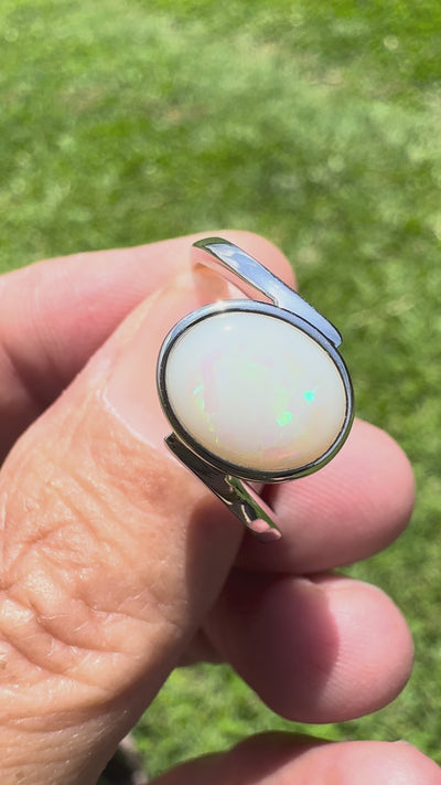 1.7ct Coober Pedy Opal Ring ~ 'Mornington Wave' | 925 Sterling Silver | Solid Australian Opal