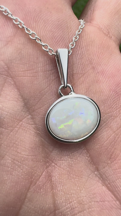 1.3ct Coober Pedy Opal Pendant Necklace ~ 'Ballarat Flicker' | 925 Sterling Silver | Solid Australian Opal