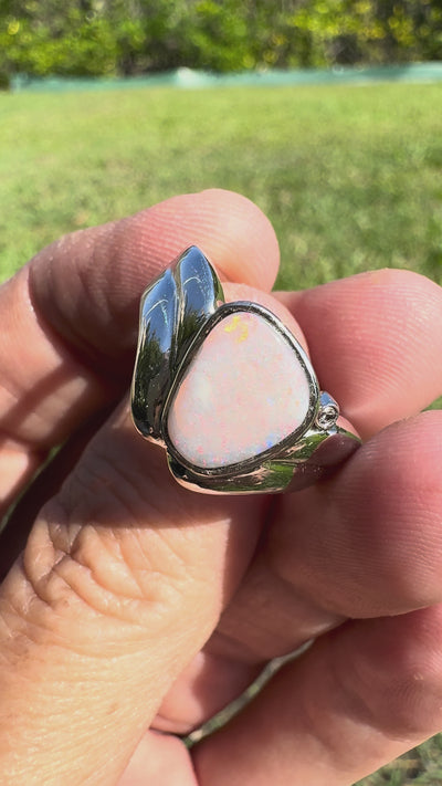 1.2ct Coober Pedy Opal Ring ~ 'Point Lookout Glow' | 925 Sterling Silver | Solid Australian Opal