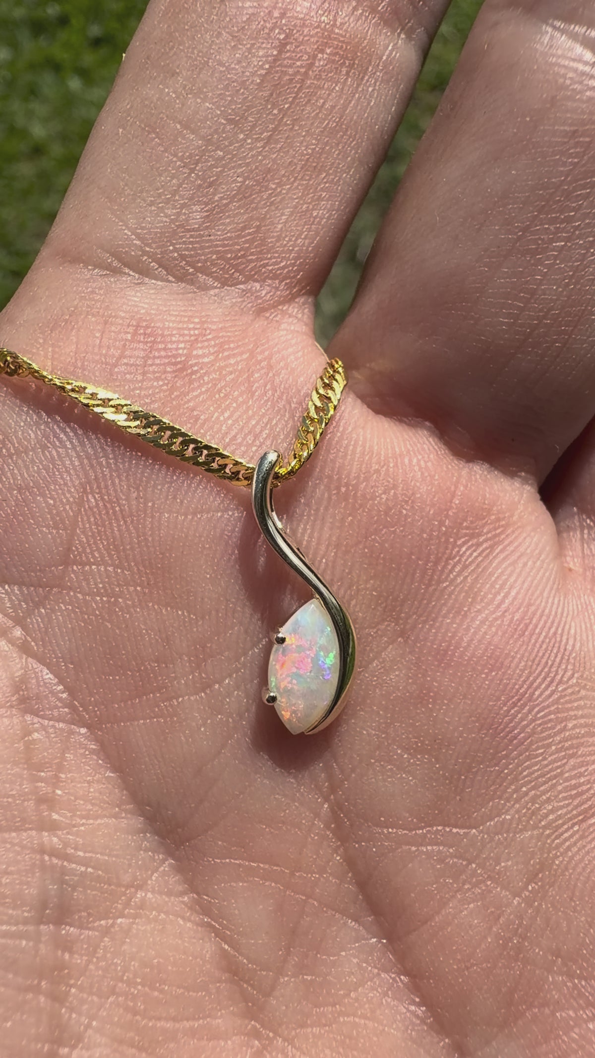 0.4ct Coober Pedy Opal Pendant Necklace ~ 'Mossman Gorge Dewdrop' | 9ct Yellow Gold | Solid Australian Opal