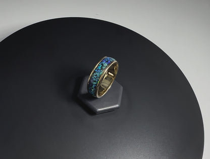 Handmade 14K Solid Yellow Gold Australian Opal Ring - Mintabie Opal