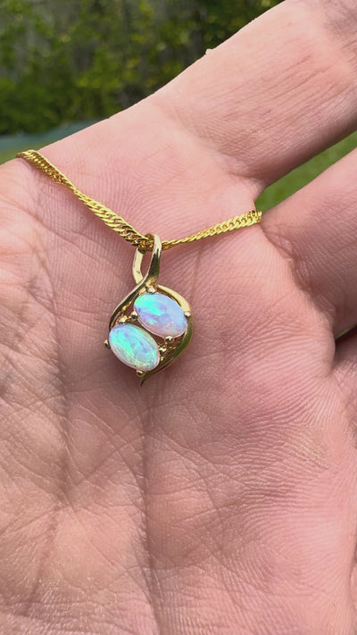 1ct Lightning Ridge Opal Swirl Pendant Necklace ~ 'Remarkable Rocks Swirl' | 14ct Yellow Gold | Solid Australian Opal