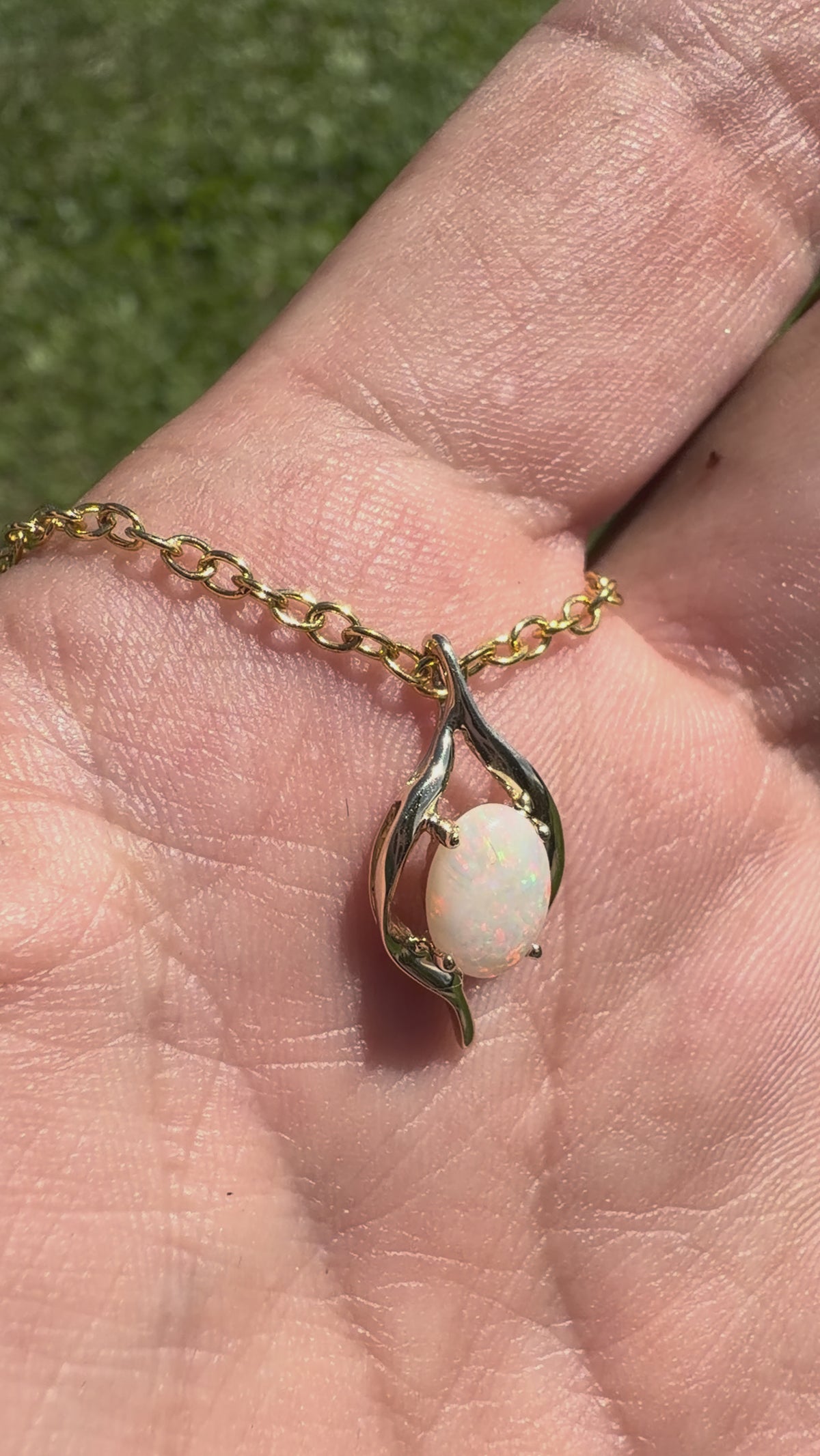 0.6ct Coober Pedy Opal Pendant Necklace ~ 'Kalgoorlie Golden Glow' | 9ct Yellow Gold | Solid Australian Opal