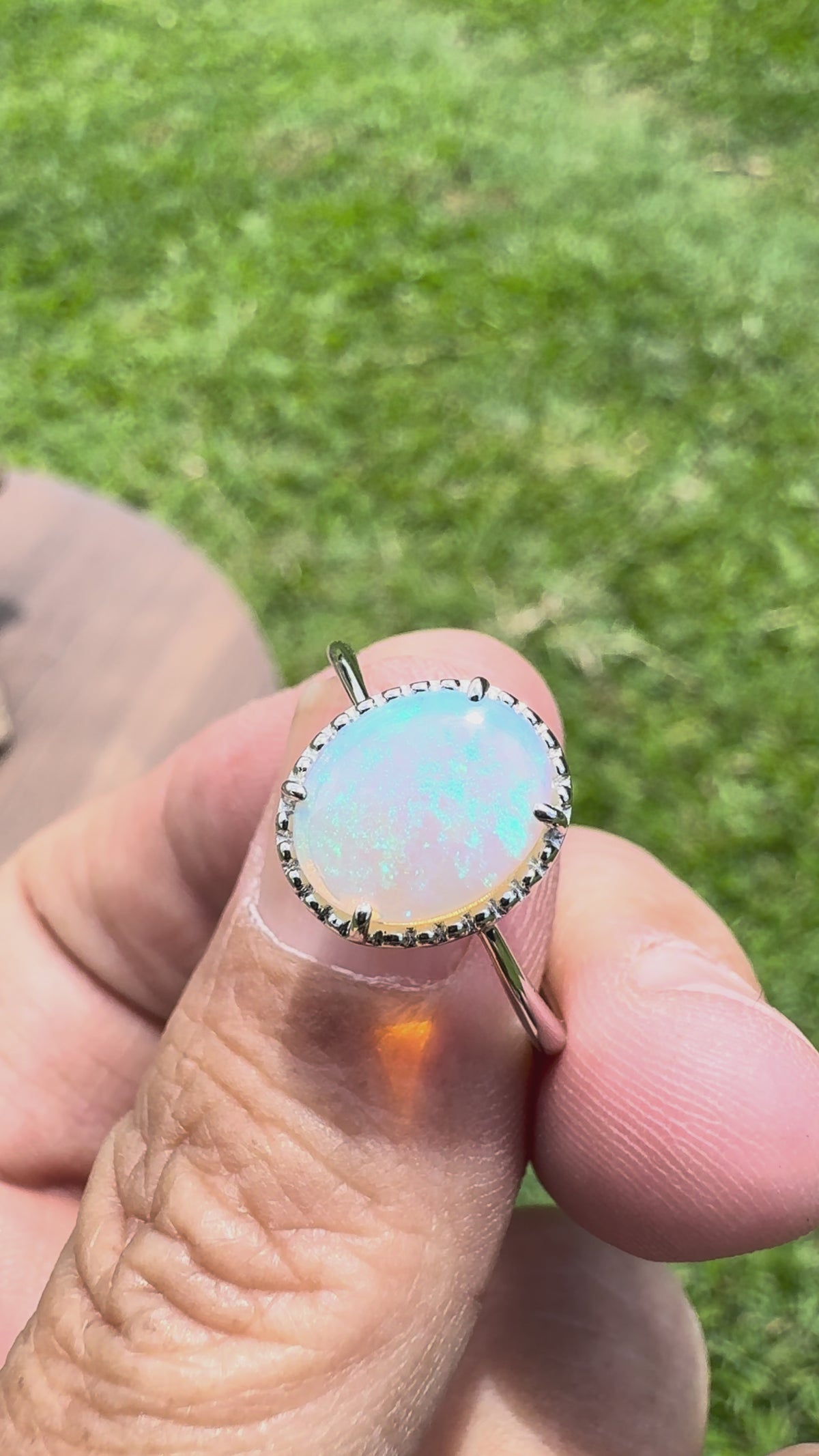 1.5ct Coober Pedy Opal Ring ~ 'Lake Mungo Glow' | 925 Sterling Silver | Solid Australian Opal