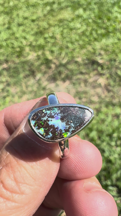 4.2ct Queensland Opal Ring ~ 'Lord Howe Greens' | 925 Sterling Silver | Solid Australian Opal