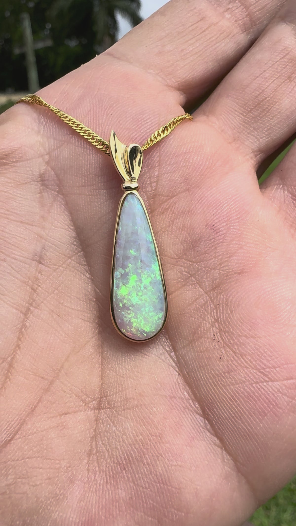3.4ct Lightning Ridge Opal Pendant Necklace ~ 'Kakadu Lagoon' | 14ct Yellow Gold | Solid Australian Opal