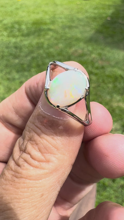 1.5ct Lightning Ridge Opal Ring ~ 'Hunter Valley Glow' | 925 Sterling Silver | Solid Australian Opal