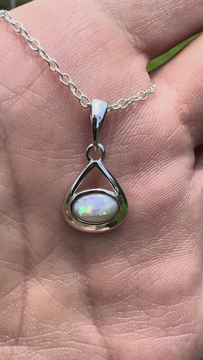 0.7ct Coober Pedy Opal Pendant Necklace ~ 'Wilpena Glow' | 925 Sterling Silver | Solid Australian Opal