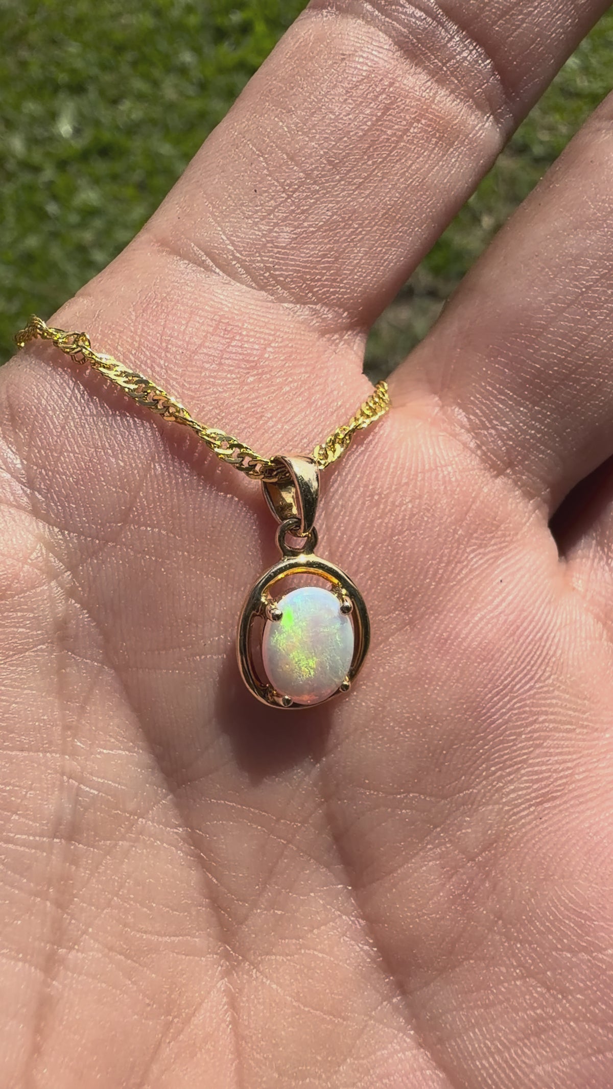 0.7ct Coober Pedy Opal Pendant Necklace ~ 'Pemberton Prism' | 14ct Yellow Gold | Solid Australian Opal