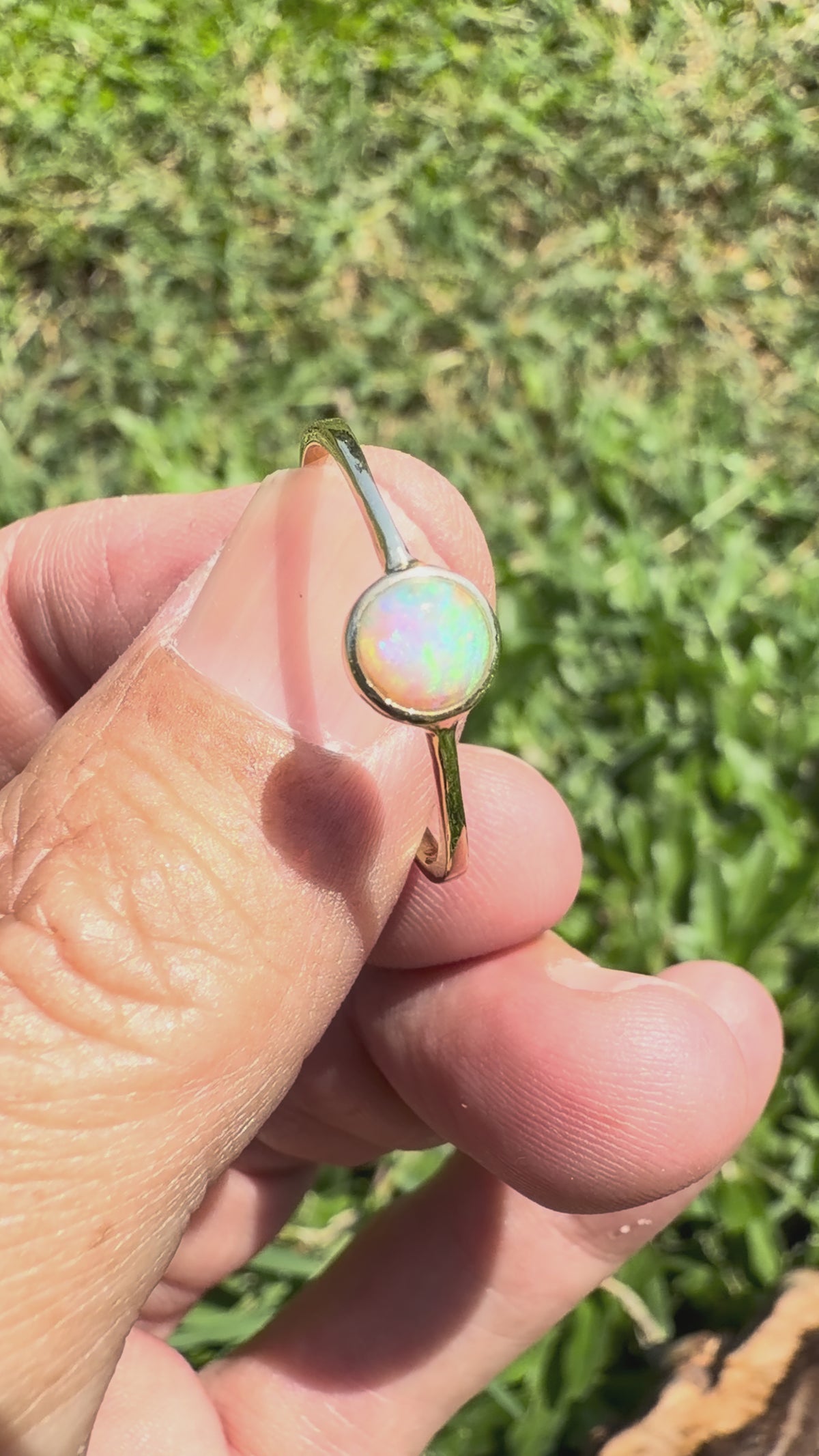 0.5ct Lightning Ridge Crystal Opal Ring ~ 'Freycinet Spectrum' | 9ct Yellow Gold | Solid Australian Opal