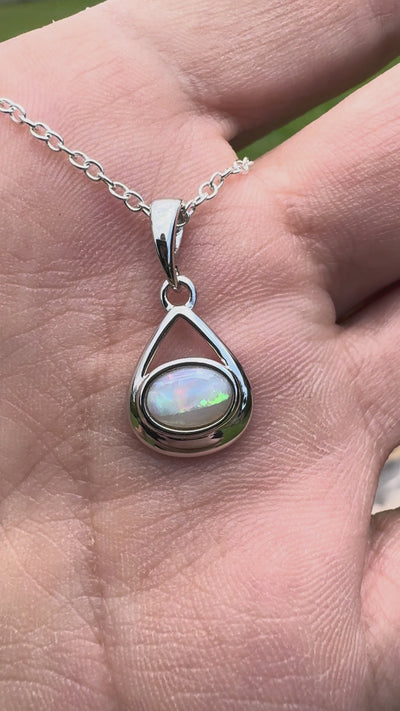 0.7ct Coober Pedy Opal Pendant Necklace ~ 'Wilpena Glow' | 925 Sterling Silver | Solid Australian Opal