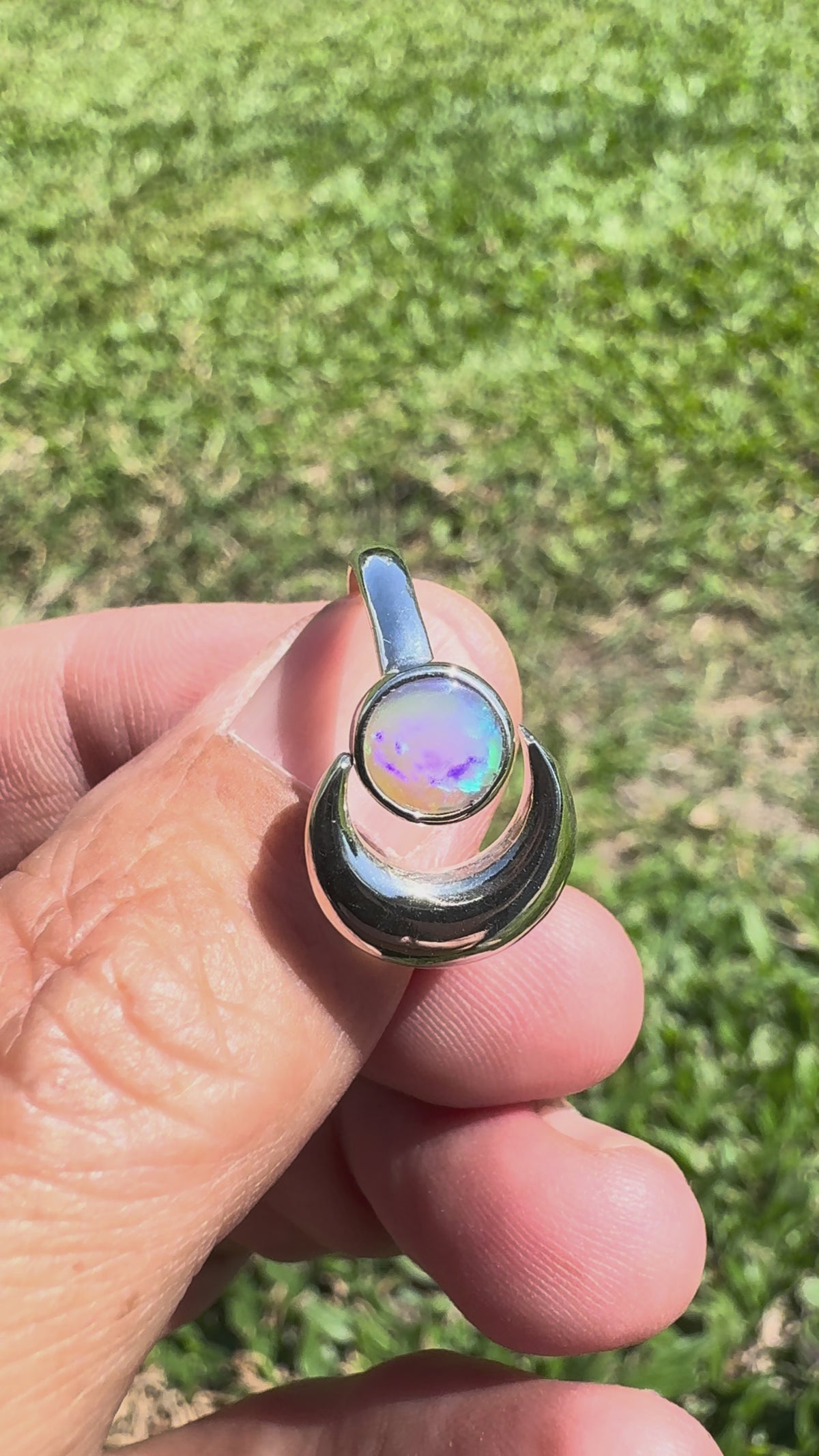 0.7ct Lightning Ridge Adjustable Opal Ring ~ 'Shark Bay Moonlight' | 925 Sterling Silver | Solid Australian Opal