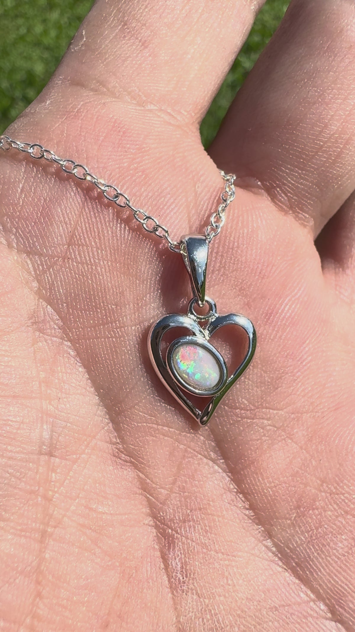 0.4ct Coober Pedy Opal Heart Pendant Necklace ~ 'Mudgee Heart' | 925 Sterling Silver | Solid Australian Opal