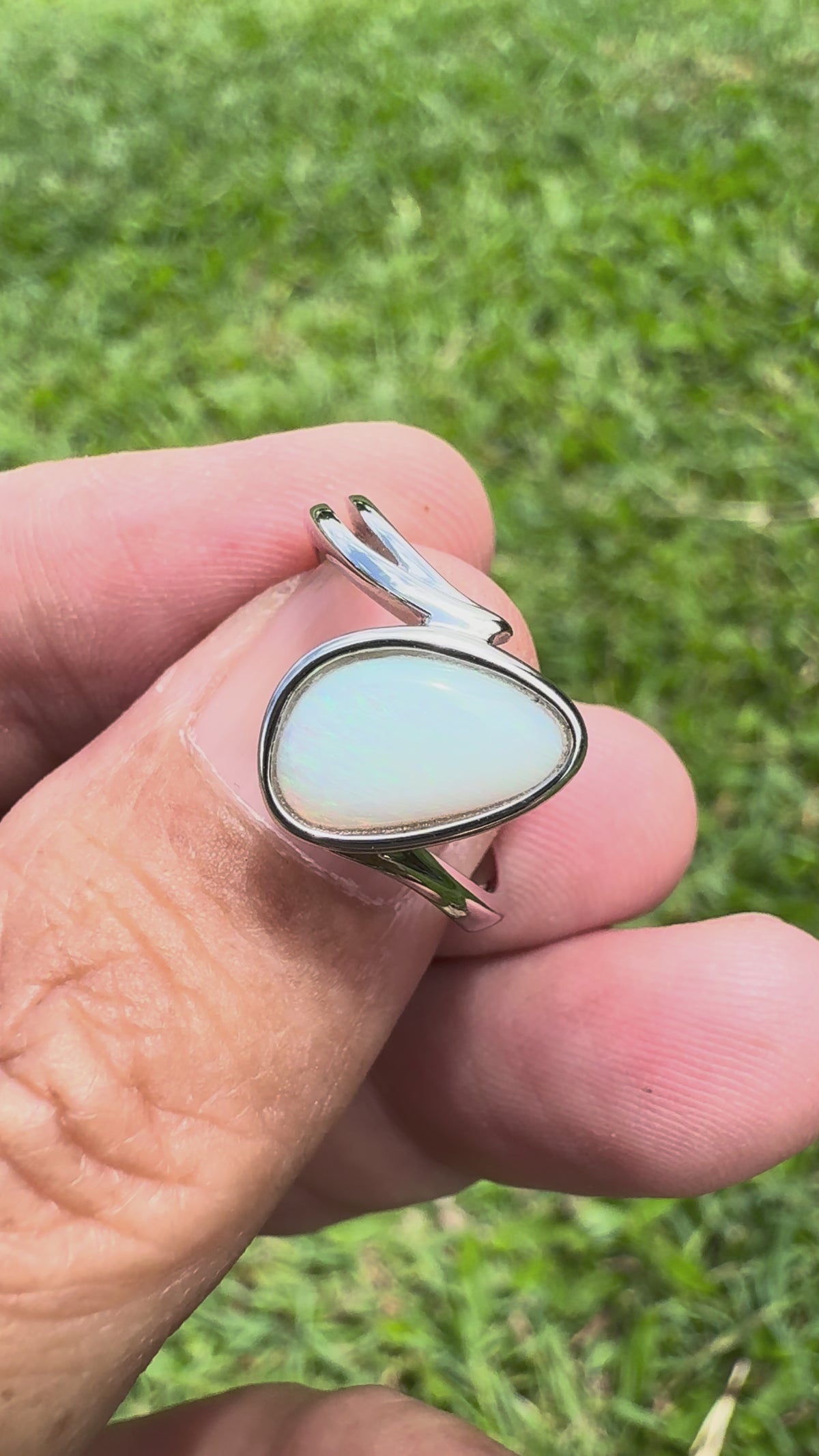1.2ct Coober Pedy Opal Ring ~ 'Jurien Bay Blue' | 925 Sterling Silver | Solid Australian Opal