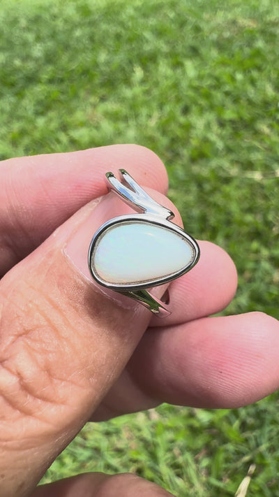 1.2ct Coober Pedy Opal Ring ~ 'Jurien Bay Blue' | 925 Sterling Silver | Solid Australian Opal