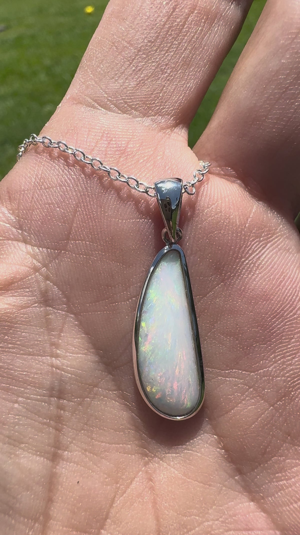 3.1ct Coober Pedy Opal Pendant Necklace ~ 'Kalbarri Flame' | 925 Sterling Silver | Solid Australian Opal