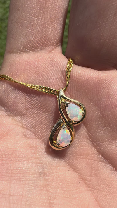 0.8ct Coober Pedy Opal Swirl Pendant Necklace ~ 'Maleny Swirl' | 14ct Yellow Gold | Solid Australian Opal